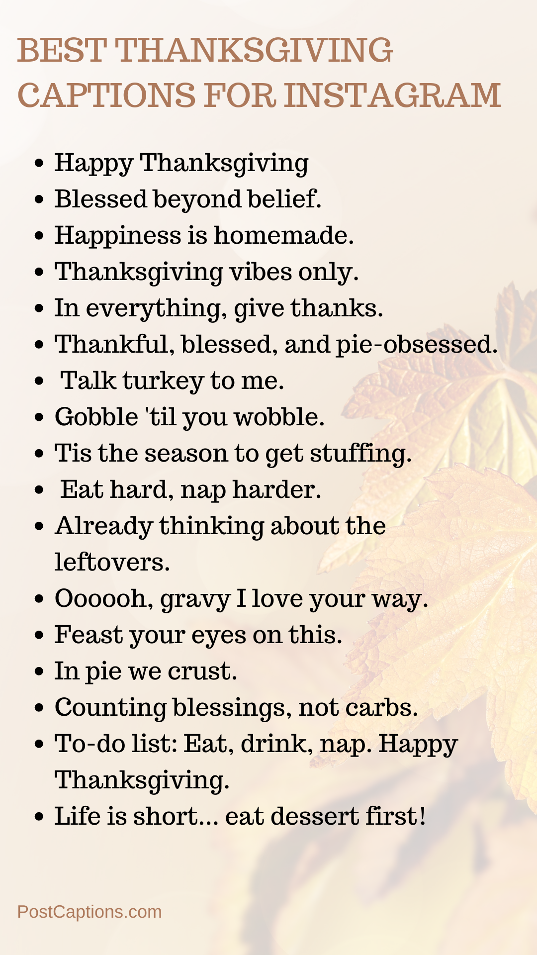 Thanksgiving captions